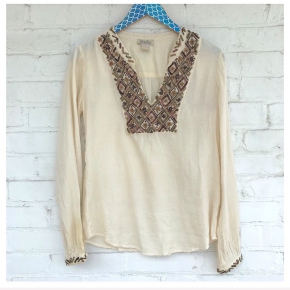 Lucky Brand Beaded Boho Blouse